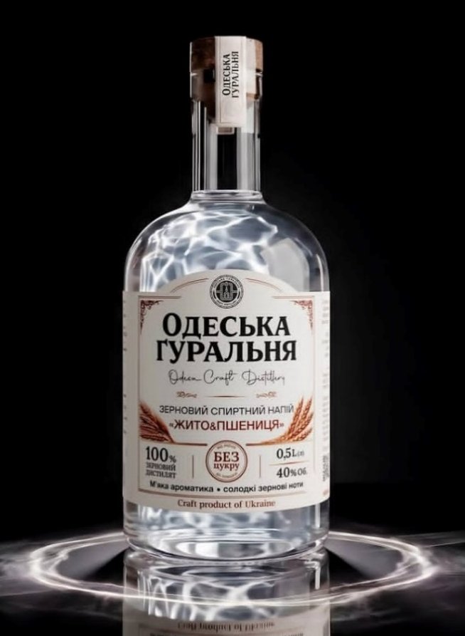 Рис. 7. Новий бренд спиртного напою компанії «Одеська Гуральня» «ЖИТО + ПШЕНИЦЯ» із зерна тритикале сорту Альбіна.